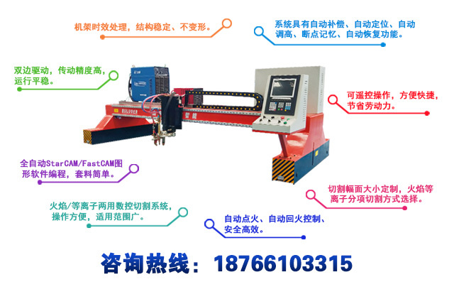 龍門(mén)式數(shù)控火焰切割機(jī)產(chǎn)品特點(diǎn) 龍門(mén)式數(shù)控火焰切割機(jī)產(chǎn)品特點(diǎn)